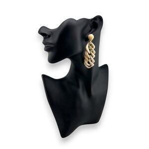 Alisha D Chunky Chain Earrings Made Italy Beige Marble Acrylic Gold Tone